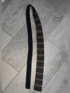 Vintage Tie Rufflernit By Rooster Wool Skinny Tie in Black and Brown Stripes